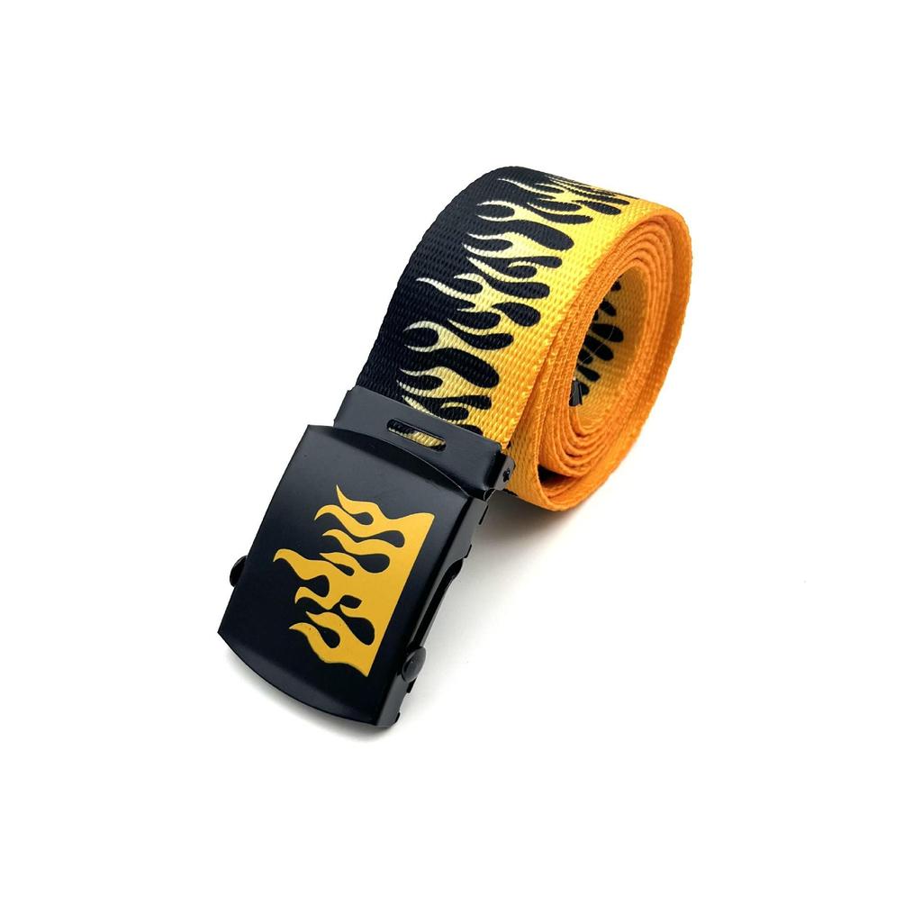 Korean Trend Men's Canvas Flame Belt - Hip Hop Style