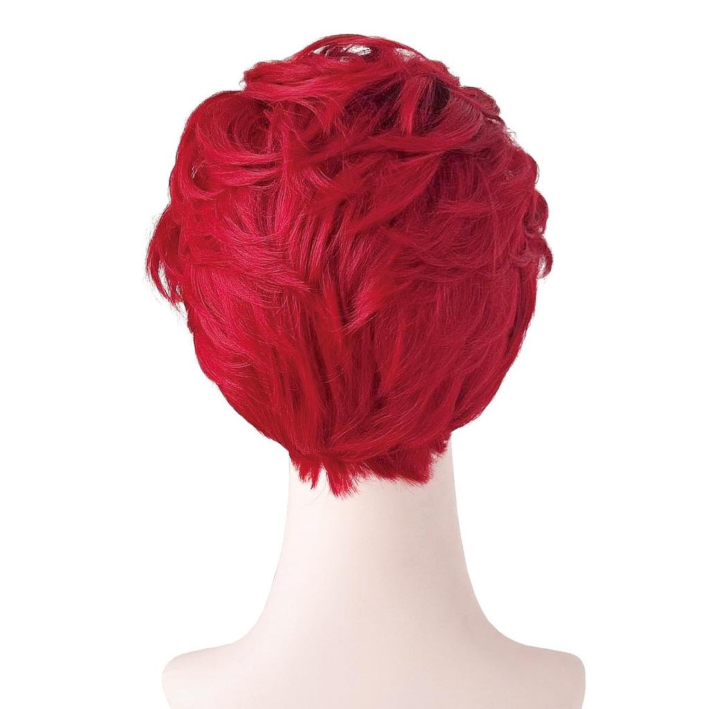 Fujitatsu Red Cosplay Wig, Heat-Resistant, Transformation Wig, Ultra Slam Dunk Sakuragi Style, Slicked-Back Style, Q-SL1