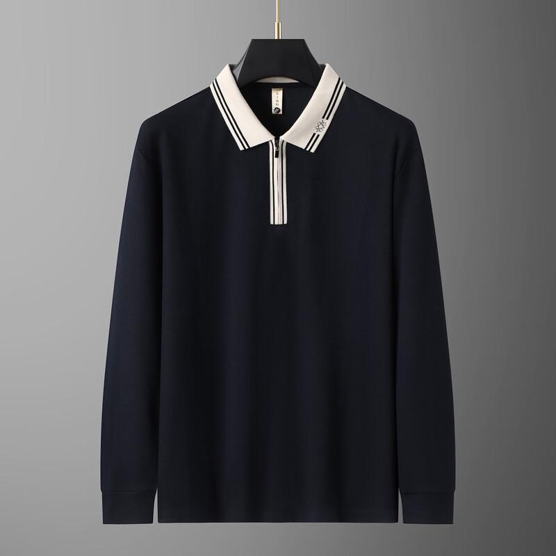 Men's Plus Size Long Sleeve Half-Zip Polo Shirt