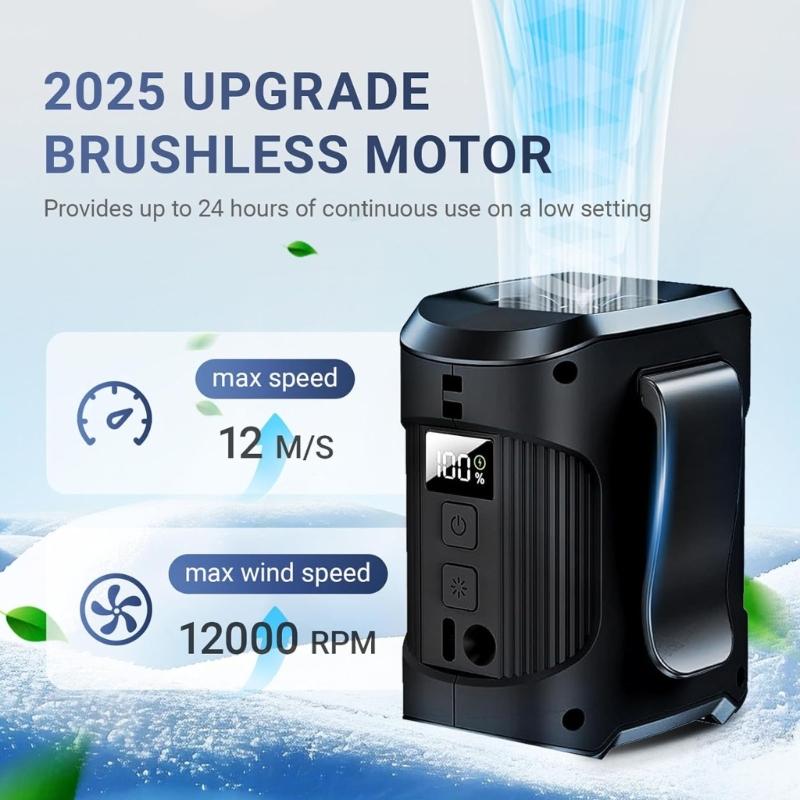 Small Belt Fan Waist Clip Fan Wearable Cooling Fan Rechargeable Fan 4000mAh Battery Suitable for Office and Home Use