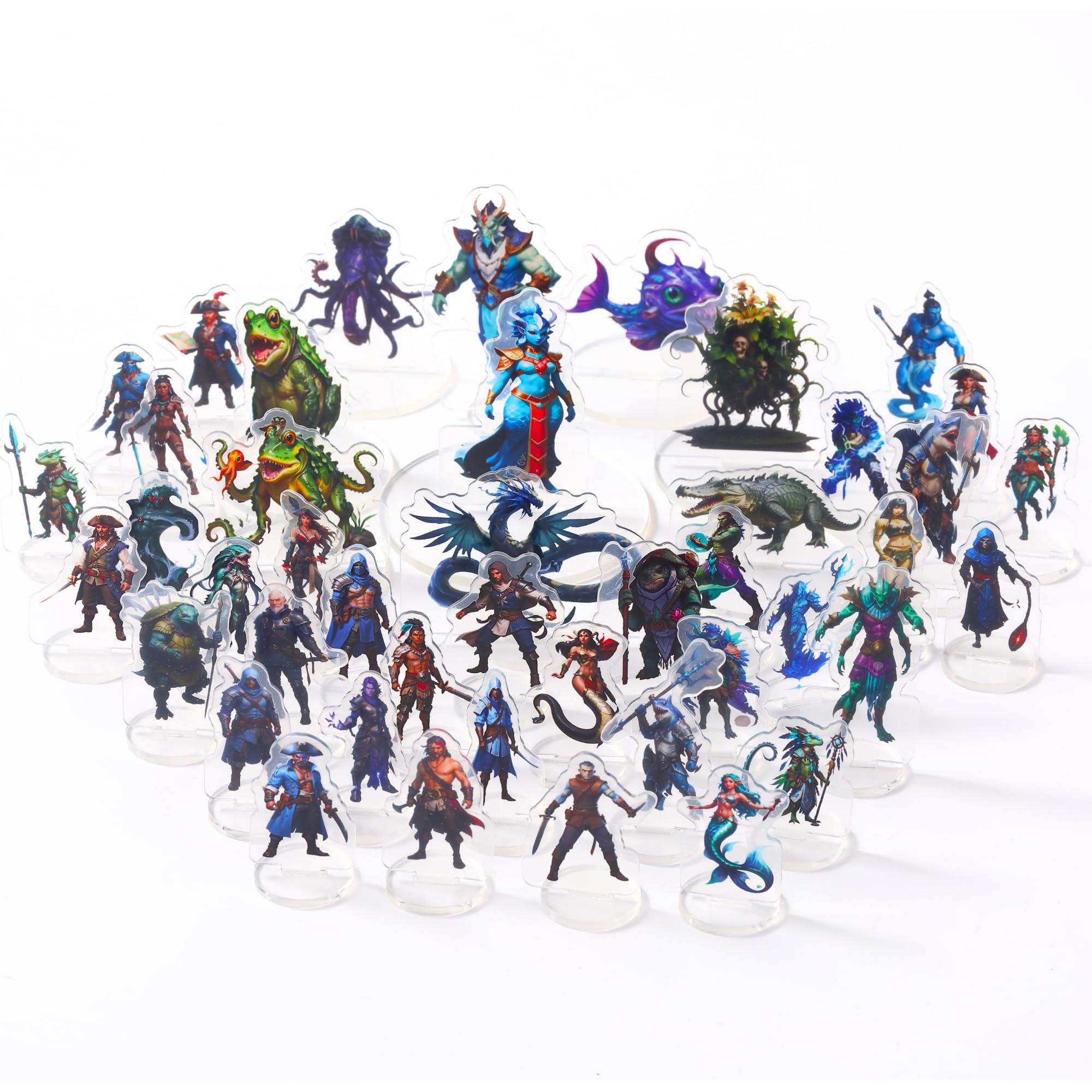 

DND Miniature Coastal Swamp & Underwater Dungeons & Dragons Starter Set Mini D&D 5E Pathfinder Flat Acrylic Figures TTRPG Tabletop RPG Game