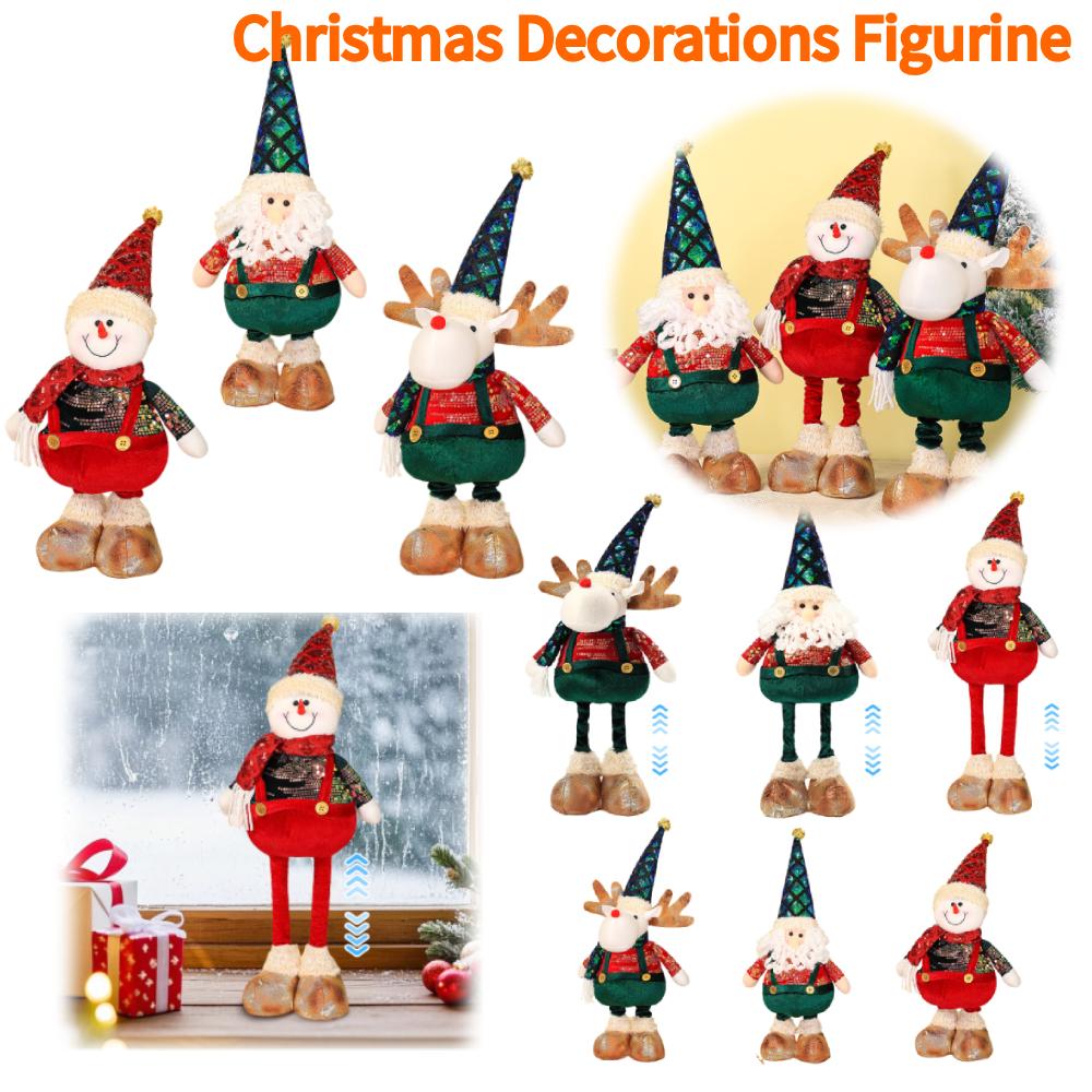 Christmas Decorations Figurine Christmas Standing Ornament with Retractable Spring Legs Home Holiday Decoration