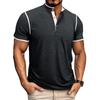 Men Henley Collar Short Sleeve T Shirt Lightweight Soft Material Trim Button Placket Casual Fit Pullover Top