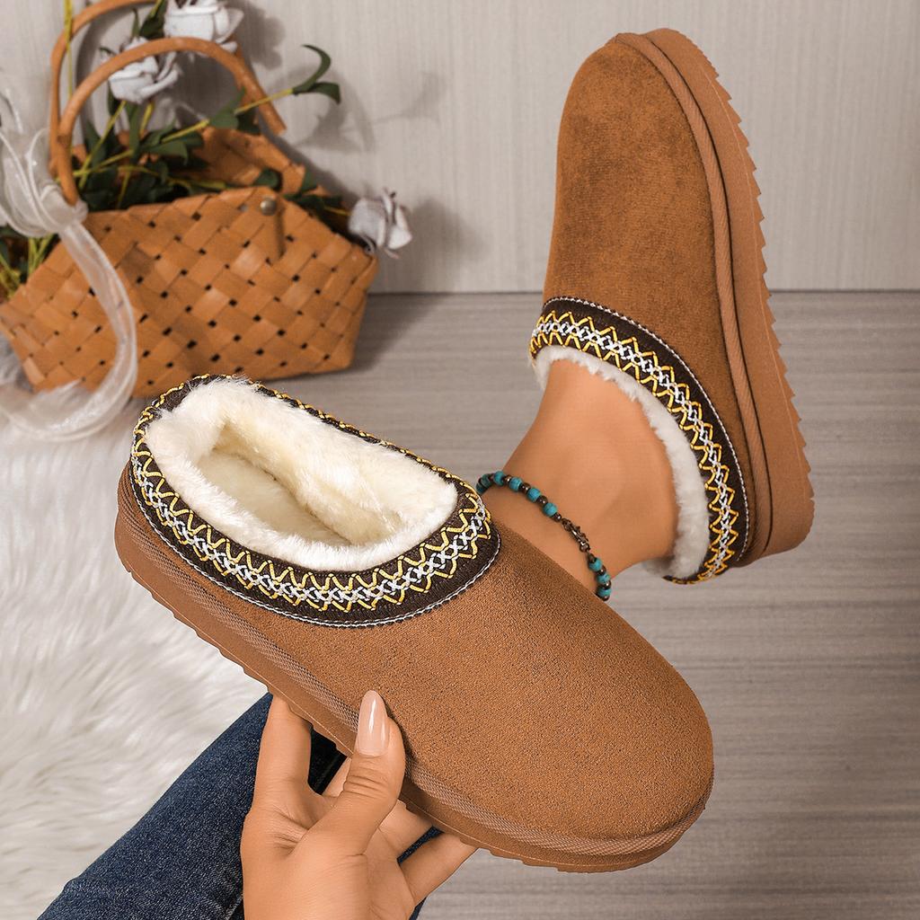 Women's lightweight comfortable non-slip heightening winter warm plush lining non-slip wearable casual stirrup foot cotton slippers