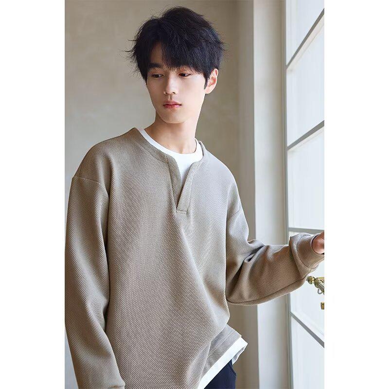 

Men s High-Quality Two-Piece Look Heavyweight Loose Hoodie for Spring/Autumn 2XL хаки