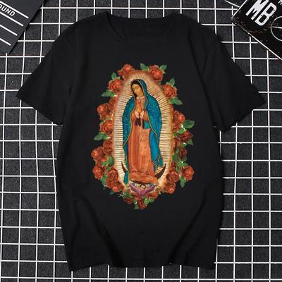 Naše Paní Guadalupská Panna Marie Náboženské tričko Madonna Letní Dámské Tričko Unisex s Krátkým rukávem O výstřihem Nové