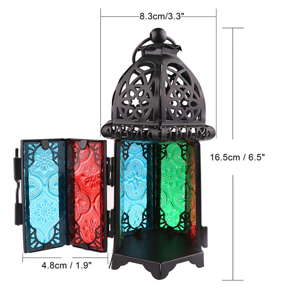 European Moroccan Style Wrought Iron Glass Candlestick Lamp Classic Lamp Creative Bar Lamp Home Candlestick Lamp Decorations