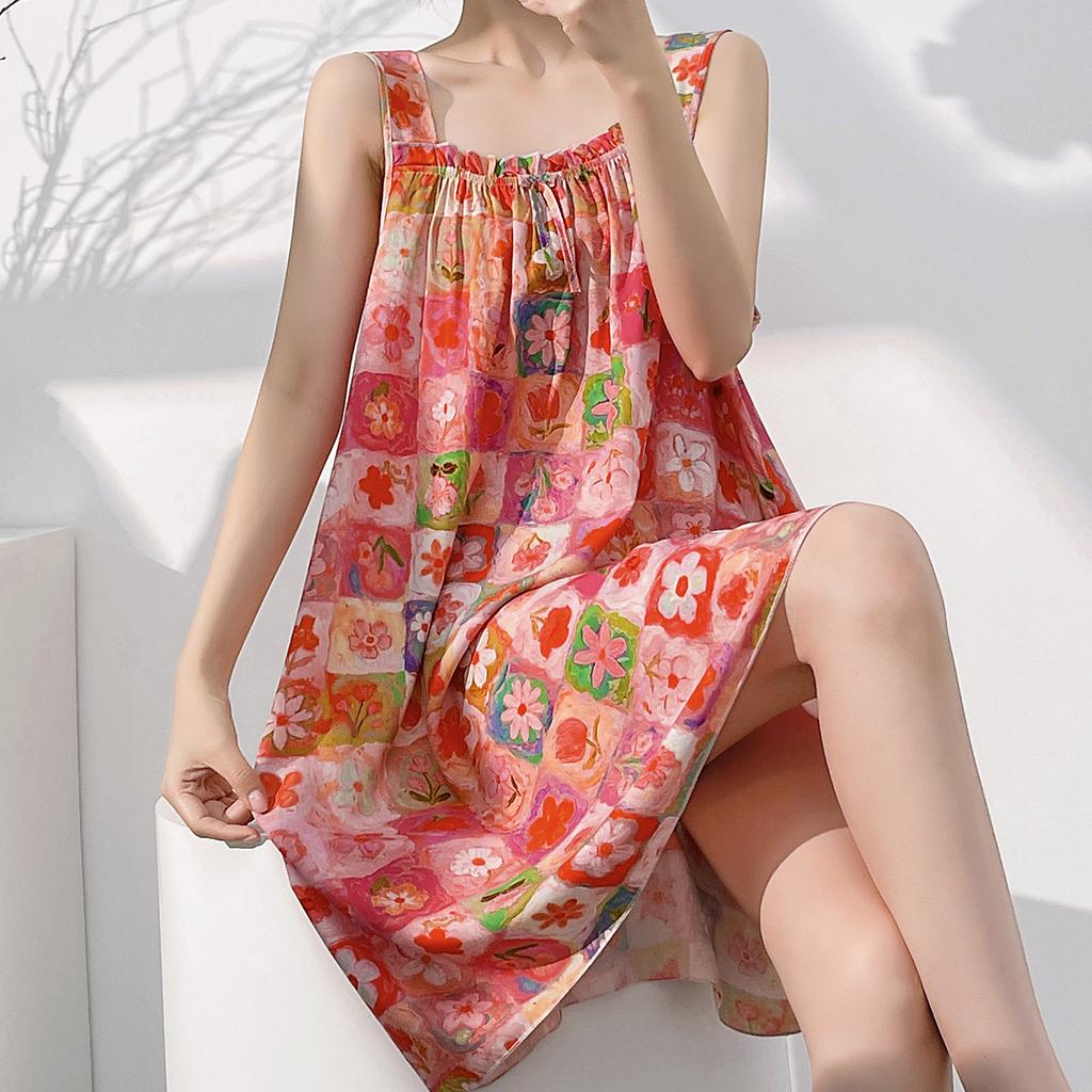 Cotton and Silk Pajamas Women's Suspenders Summer Pajamas Women's Cool and Cute Girls Are Sweet and Can Be Worn Outside Students' Summer Cotton 