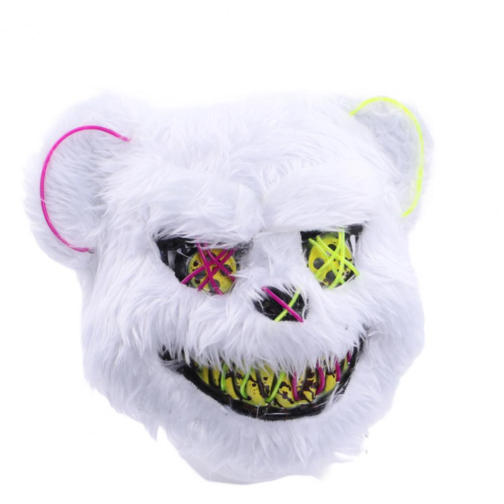 Face Cushion Spooky Throw Pillow Halloween Face Cushion with Light-up Furry Prop for Rave Parties Spooky Bear Rabbit Costume