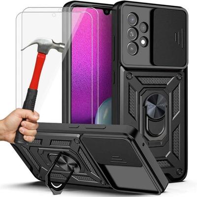 Protective Case - PROSHOP - for Samsung A33 5G - 2 Tempered Glasses - Shockproof Case - Black