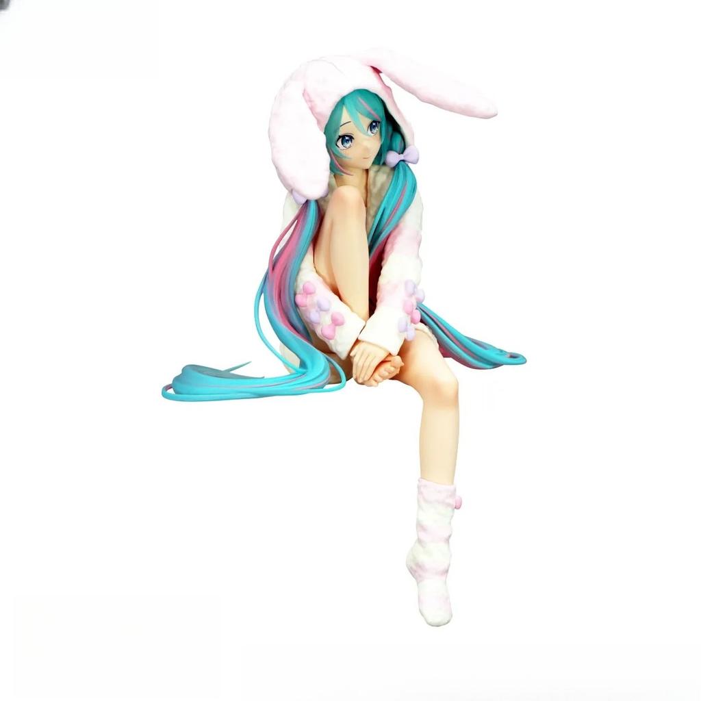 15CM Anime HATSUNE MIKU Figure Noodle Stopper Figure Rabbit Ear Pajamas Model Toy Doll Aciton Figure Collection Gift PVC
