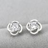 Temperament Women's Fashionable Shiny Happy Leaf Clover Zircon Earrings Imitation Ear Accessories Anti-allergic Students