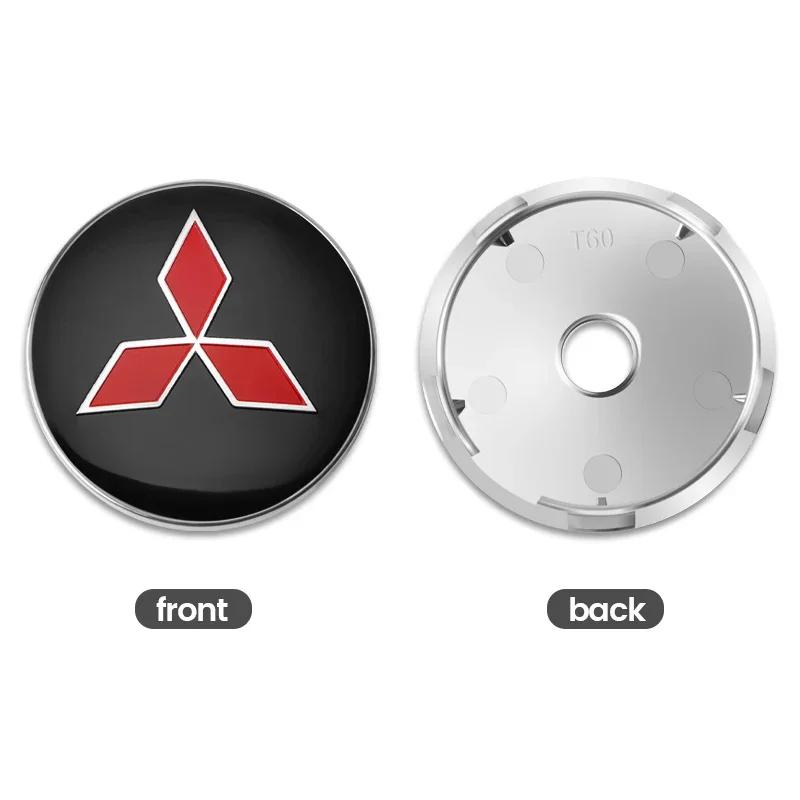 4ks 56mm+60mm Krytky středů kol pro auto, Poklice ráfku, Samolepky s emblémem Pro Mitsubishi Pajero Asx Lancer Outlander 3 l200 Příslušenství