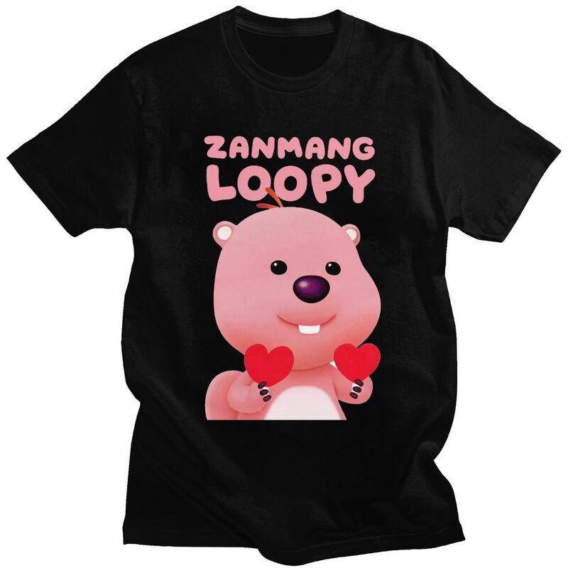

MINISO Zanmang Loopy Anime T Shirt for Women Pure Cotton Tshirt Casual Tee Short Sleeve Tshirts Loose Fit Clothing Gift S