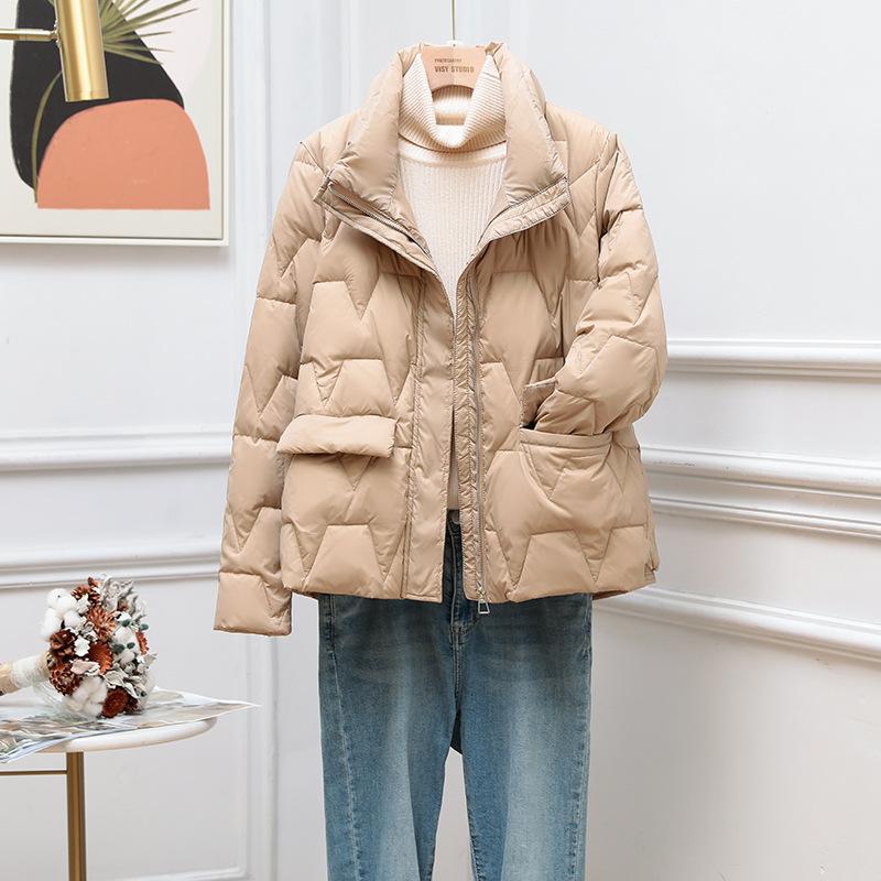 Light down jacket women's short new loose fashion stand-up collar white duck down small light jacket