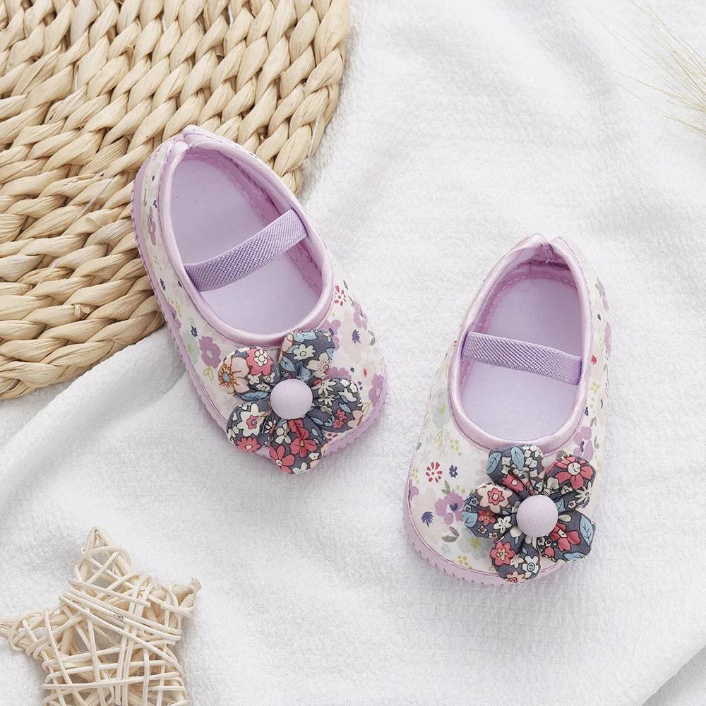 

Baby Shoes for Kids Girls Colorful Flowers Princess Shoes Infant Toddler Soft Cotton Anti-slip First Walkers Shoes 0-18 Months 11.5CM фіолетовий