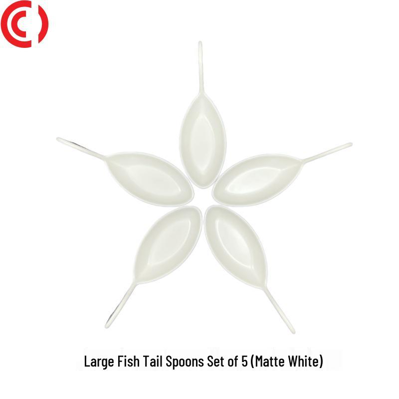 

5-Piece Matte Black & White Fishtail Ceramic Dish and Spoon Set
