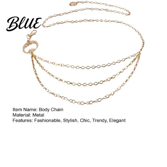 Sun Pendant Body Chain Boho Moon Chain Multi-layer Waist Belt