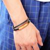 Personalisierte Lederarmbänder aus Edelstahl für Herren Armreifen DIY Schmuck Doppellagige Armbänder Herrenschmuck Geschenk Geschenkidee (Ba102286 )Mode