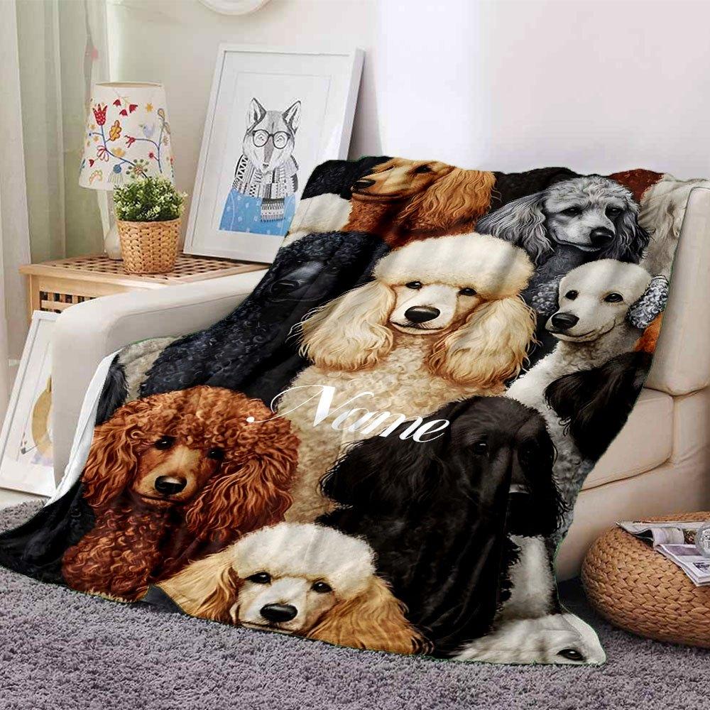 Poodle Themed Home Customize Your Name Blankets Soft And Cozy Lightweight For Year Round Use Perfect For Picnics Sofa Office Bed Living Room Ideal