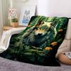 1pc Wolf Forest Blanket, Lightweight Flannel Throw Blanket For Sofa, Bed, Travel, Camping, Living Room, Office, Couch, Chair, And Bed
