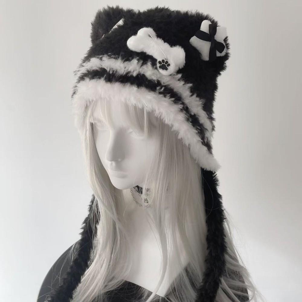 Dziewczęcy Puszysty Gotycki Kapelusz Harajuku Dzianinowy Punkowy Kapelusz Lolita Mała Kość Krzyż Gwiazda Styl Y2K Czapka Beanie