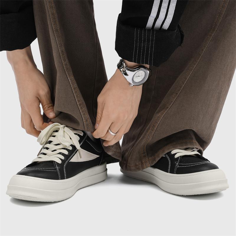 2025 New Niche High Street Tide Brand Flat for Men's Shoes Trendy Sports Leather Surface Versatile Casual Board Shoes Men