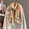 Warm Winter Cashmere Scarf Women Abstract Print Shawl Wrap Soft Pareo Elegant Poncho Femal Thick Warm Blanket Echarpe Pashmina