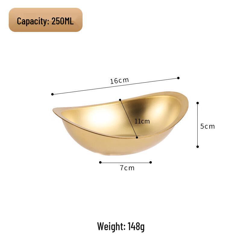 Leinuo 201 Gold Stainless Steel Boat-Shaped Serving Bowl Set