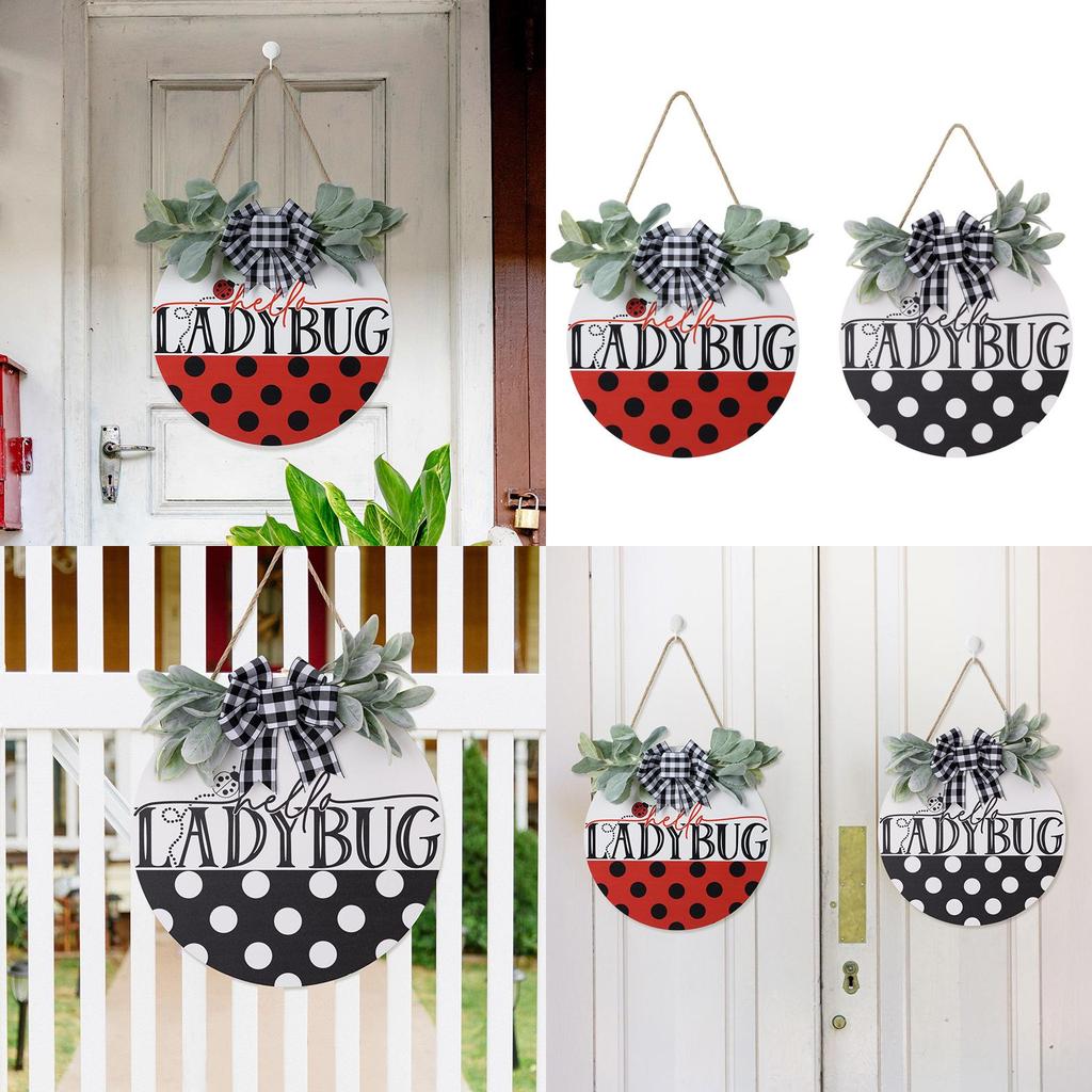 Eye-catching Ladybug Door Decor With Stunning Black White Gray Bow For Seasonal Home Style