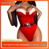 Red Christmas Style Plush Patchwork Sexy Tight Lingerie Set