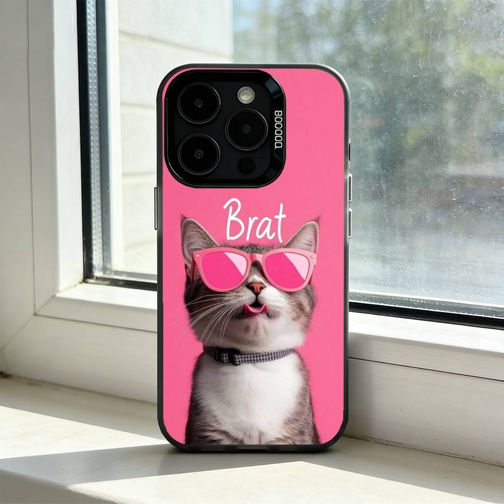 Aesthetic Cat Portraits Phone Case For iPhone 17,16,15,14,13,12,11 Plus,Pro Max,XS,Colorful Silver Phone Case Funda Cover
