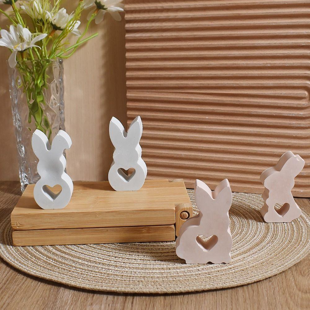Standing Heart Bunny Candle Mold 7 Hole Bunny Cake Mold  Home Table Ornament