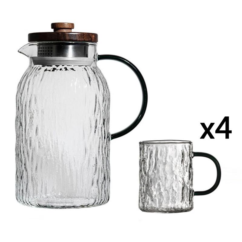 Bark Pattern Glass Pitcher & Tumbler Set