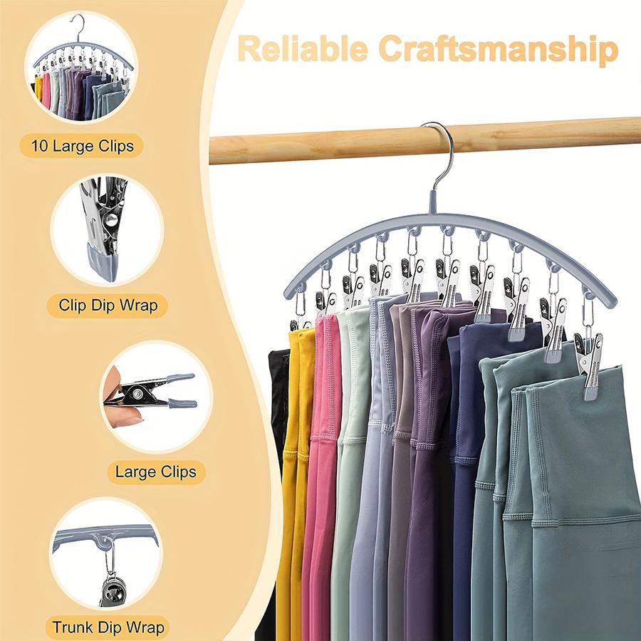 Closet Storage Hanger with 10 ClipsHangs 40 Pairs of LeggingsBlack HangerSpace-Saving Hanging Closet Organizer