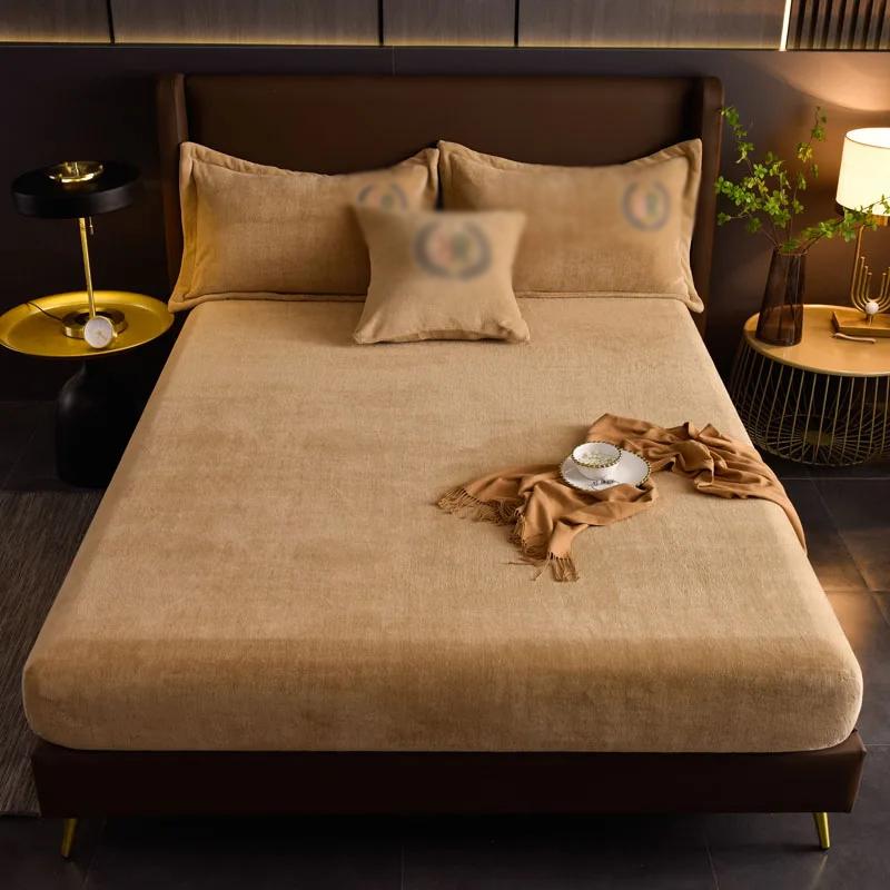 Thickened Velvet Mattress Cover High-quality Solid Color Bedspread Latex Mattress Elastic Soft Mattress Covers 160/180/200x200cm