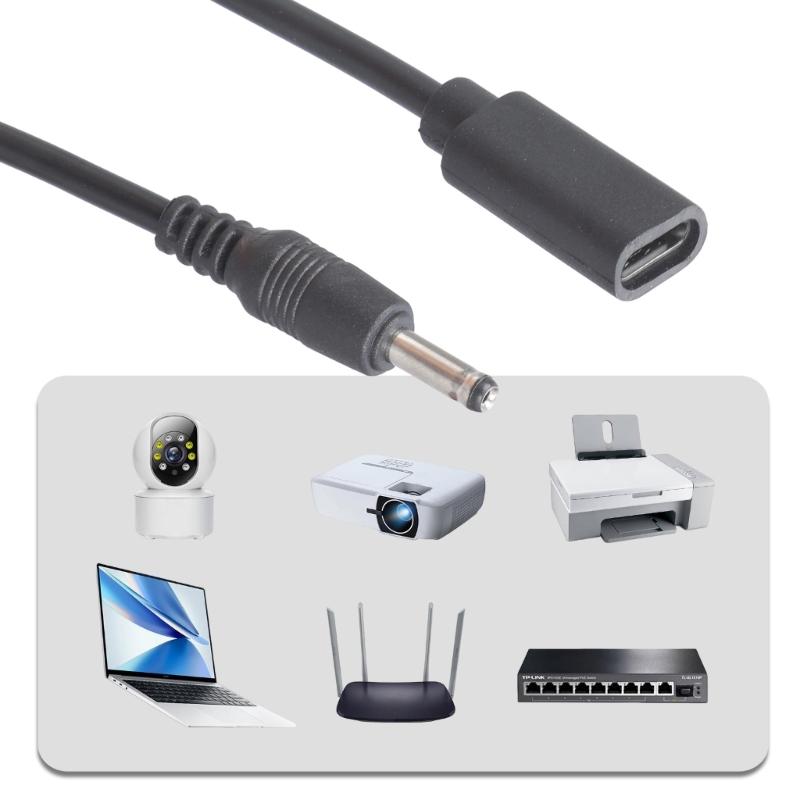 USB Power Cable 3.5x1.35mm USB C to 3.5mmx1.35mm Charging Cord with Switching USB C Female To 3.5x1.35mm Cable for Router