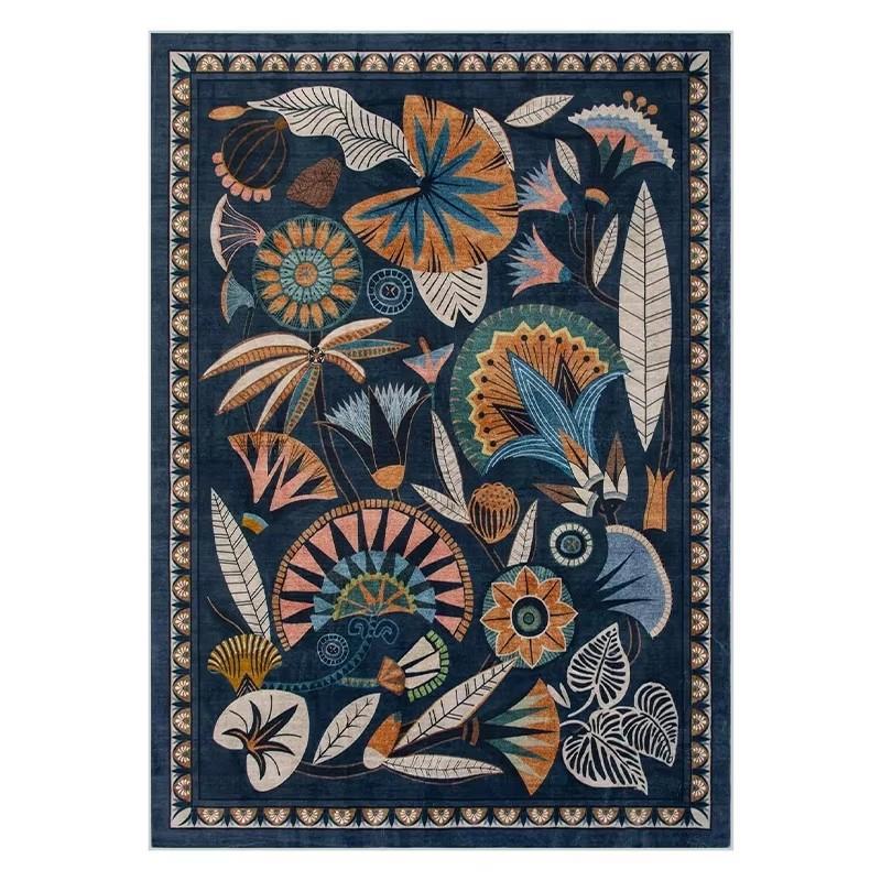 Alfombras Alfombra con Estampado de Flora y Fauna Estilo Pastoral Americano para Decoración de Sala de Estar Dormitorio Hogar Alfombras Antideslizantes de Área Grande Felpudo