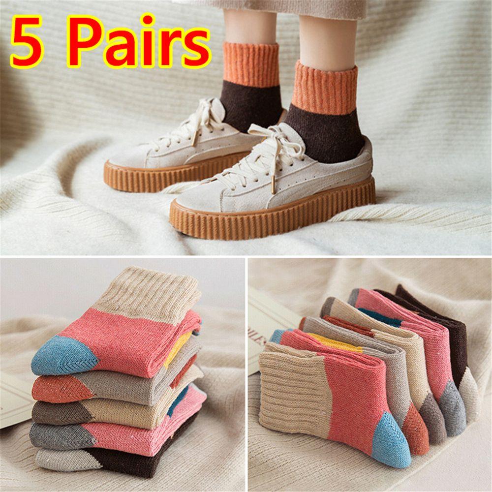 5 Pairs Soft Winter Warm Cashmere Socks Sports Socks Women Socks Wool