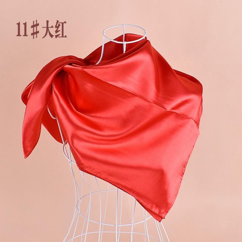 Selected solid color imitation silk generous silk scarf, women's silk scarf 90 * 90 color diced versatile scarf