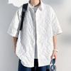 Fashionable Japanese High-end Jacquard Black Shirt Men's Short-sleeved Loose American Retro Button Cardigan Top