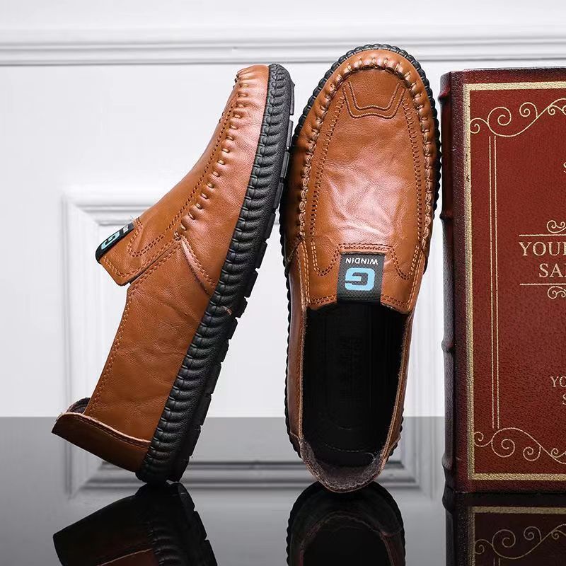 

Men s Fashion One-step Formal Shoes-fashionable British Style, Durable Rubber Sole, Comfortable, Business Casual, One-step, Lazy Shoes 44 коричневий