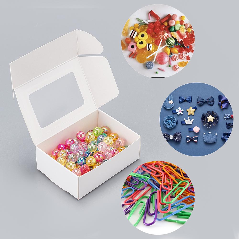 30pcs Paper Candy Boxes Bakery Box with PVC Clear Window for Party Wedding Baby Shower Rectangle White 8.7x6.2x3cm