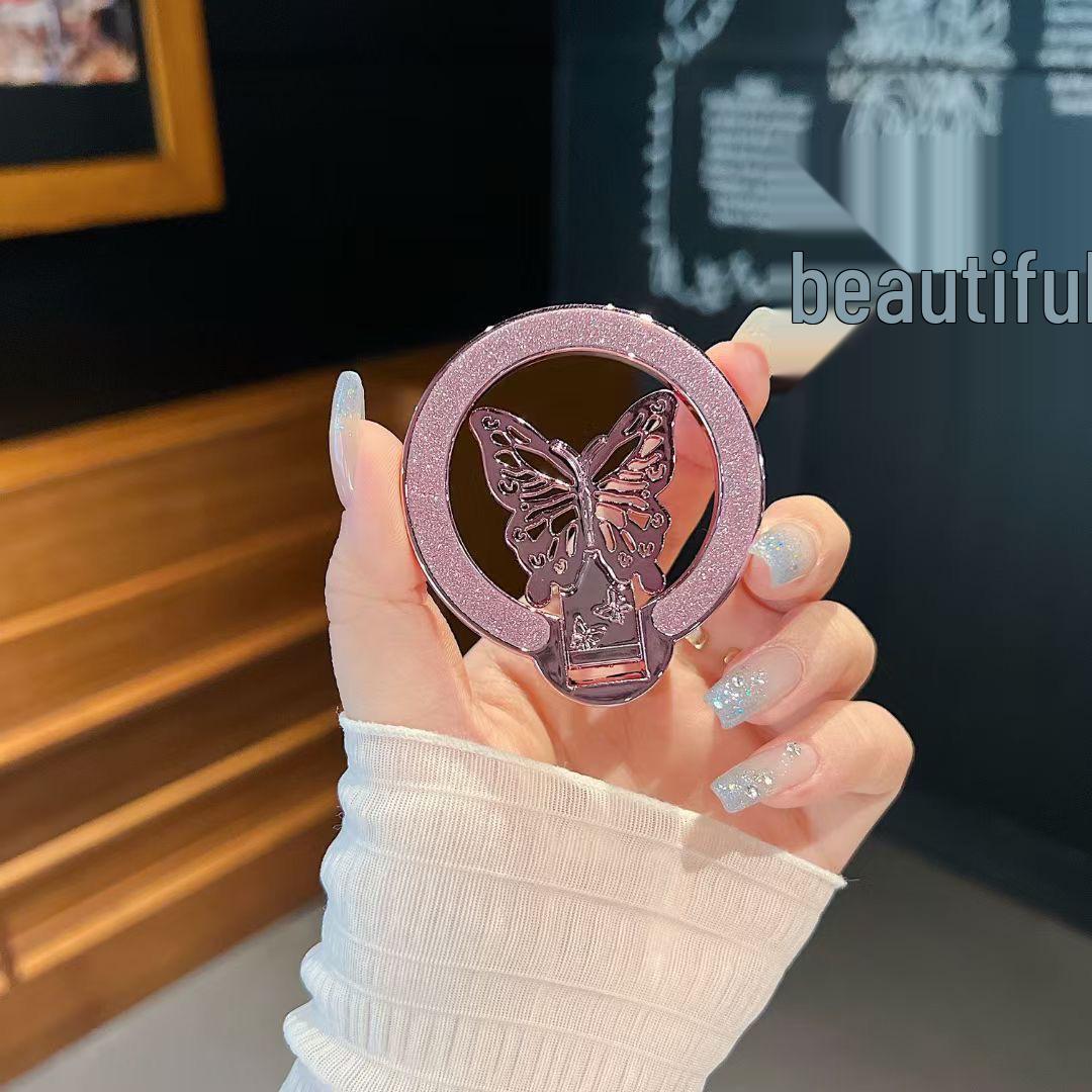 

Butterfly Glitter MagSafe Phone Case Holder with Magnetic Charging and Foldable Desktop Stand.