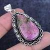 Natural Pink Thulite Gemstone Handmade 925 Sterling Silver Pendant 2.29" ETC-14239