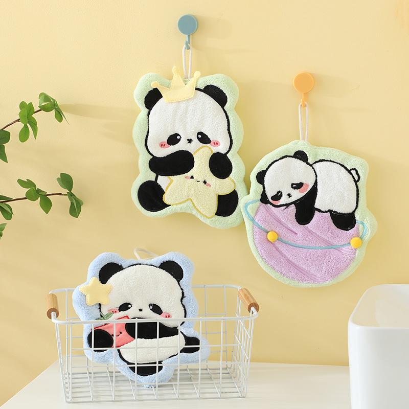 23Cm Kitchen Hand Towel Cute Cartoon Hanging Quick Drying Absorbent Children'S Household Handkerchief Coral Fleece Thick Cloth