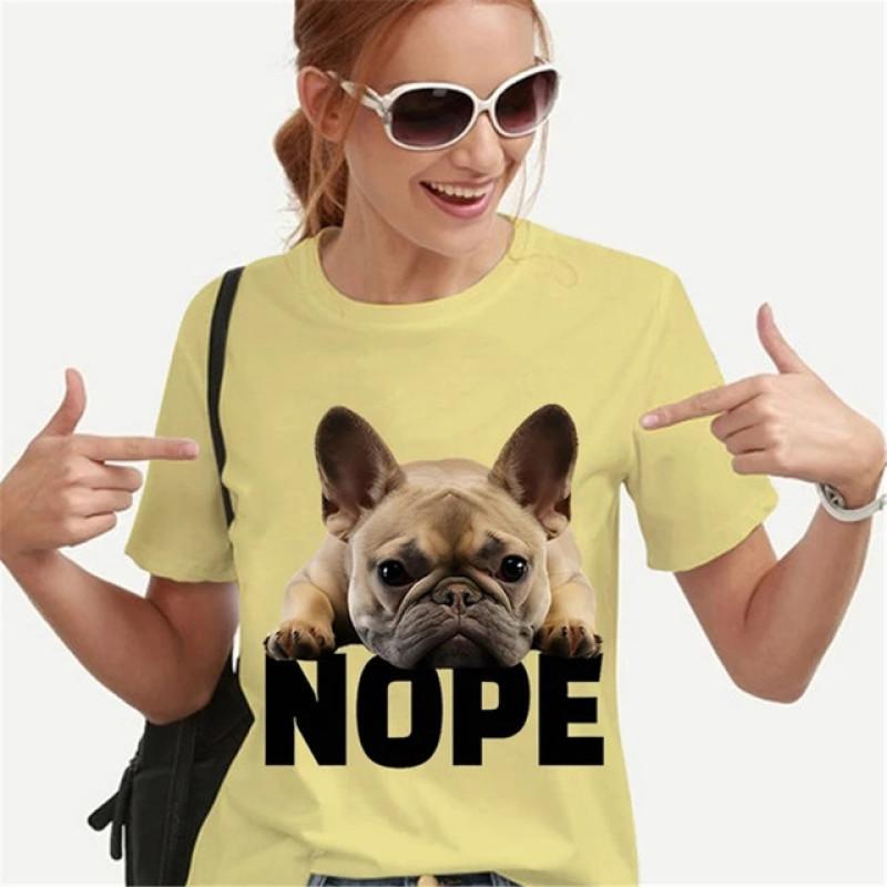 T Shirt for Women Teens Tees French Bulldog Printing Multi Color Unisex Clothes Vintage Men's Streetwear Daily Style Fashion