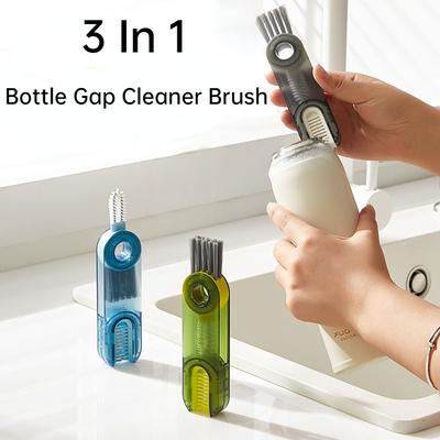 3v1 štětec na čištění mezer v lahvích Multifunkční kartáčky na čištění kelímků Lahve na vodu Clean Tool Mini silikonový kartáč ve tvaru U