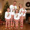 Christmas Print Neck Top and Jogger Pants Set for Holiday Casual Outfit