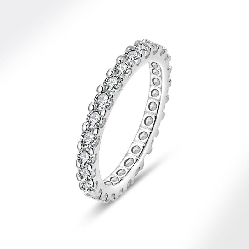 Baby s Breath Women s Real Diamond Band Ring Light Luxury Fashion Single Row Full Paved Diamond Finger Ring Jewelry